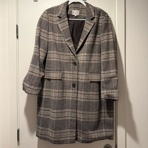 LOFT Gray Plaid Trench Coat